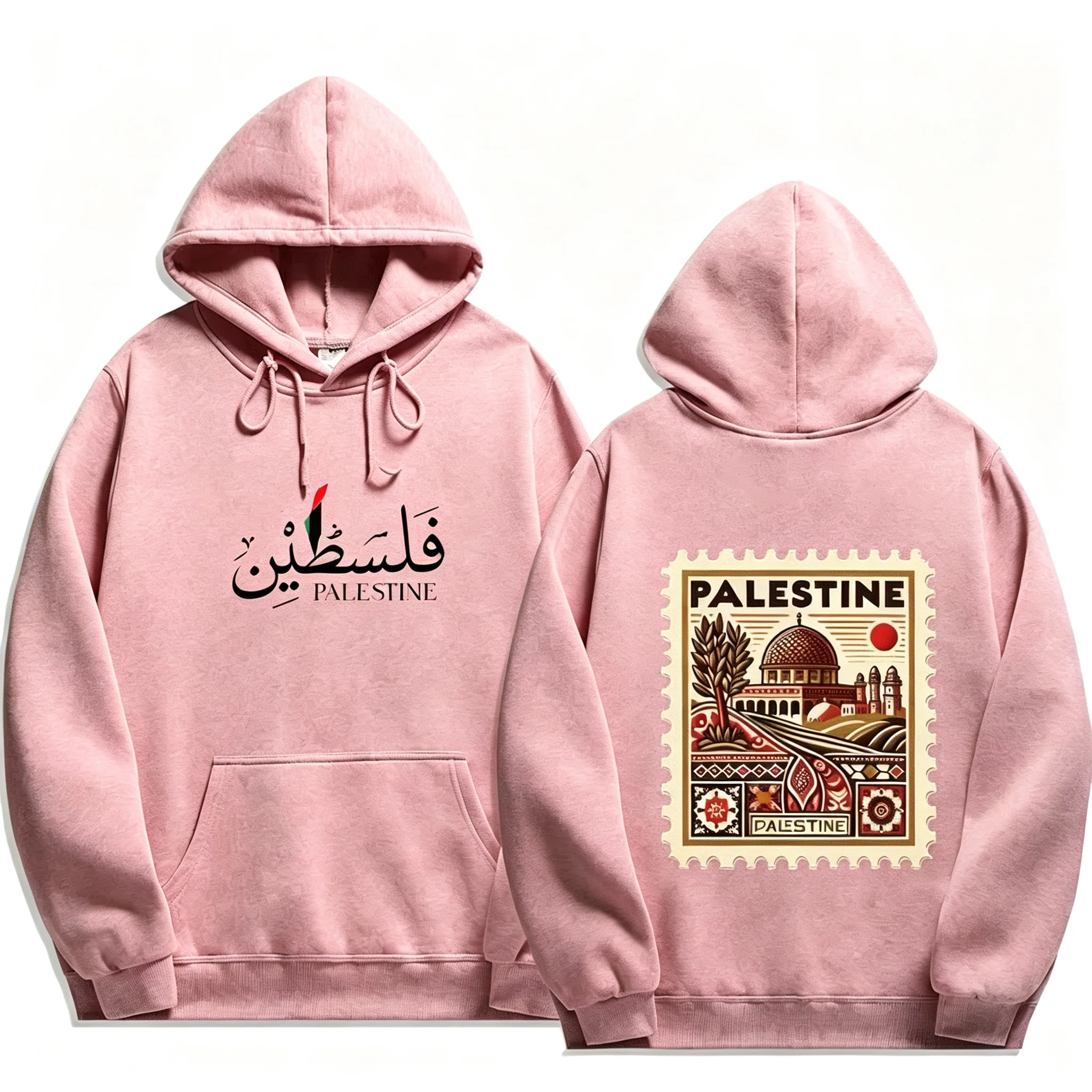 2026 Unisex Vintage Palästina Grafik-Hoodie Herbst Winter Lässiger Pullover Sweatshirt Harajuku Ästhetik Retro Streetwear Locker Geschnitten – Detail 9
