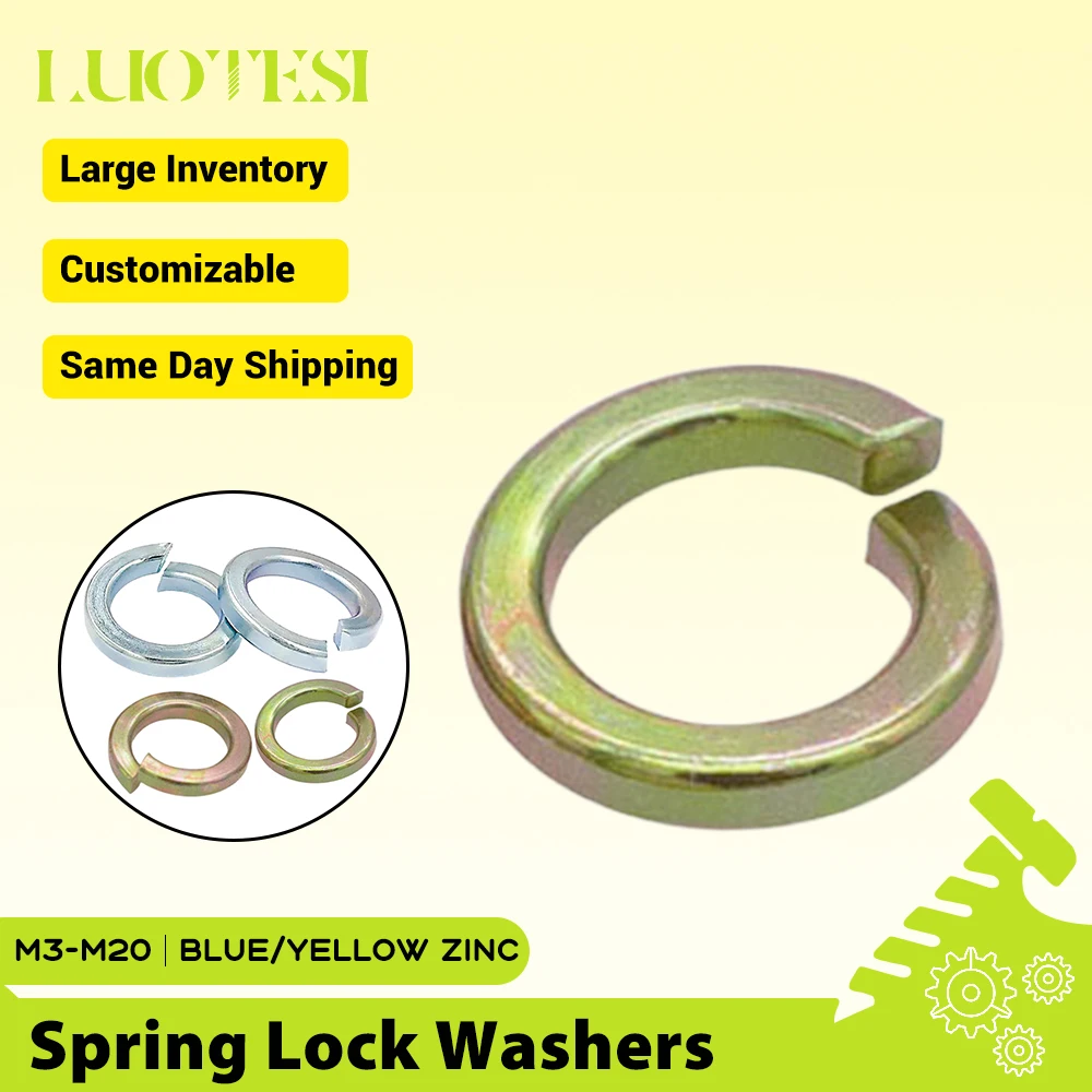 Spring Split Lock Washers Elastic Gasket  Blue White Zinc Plated Color Zinc Plated M3 M4 M5 M6 M8 M10 M12 M14 M16 M20 GB94