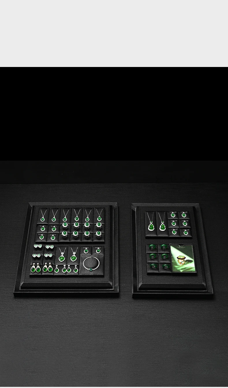 Oirlv Schwarzes Seidenstoff-Schmuckdisplay-Set, Mehrfach-Organizer für Halsketten, Ringe, Ohrringe, Edelsteine, für Ladentheken – Detail 4