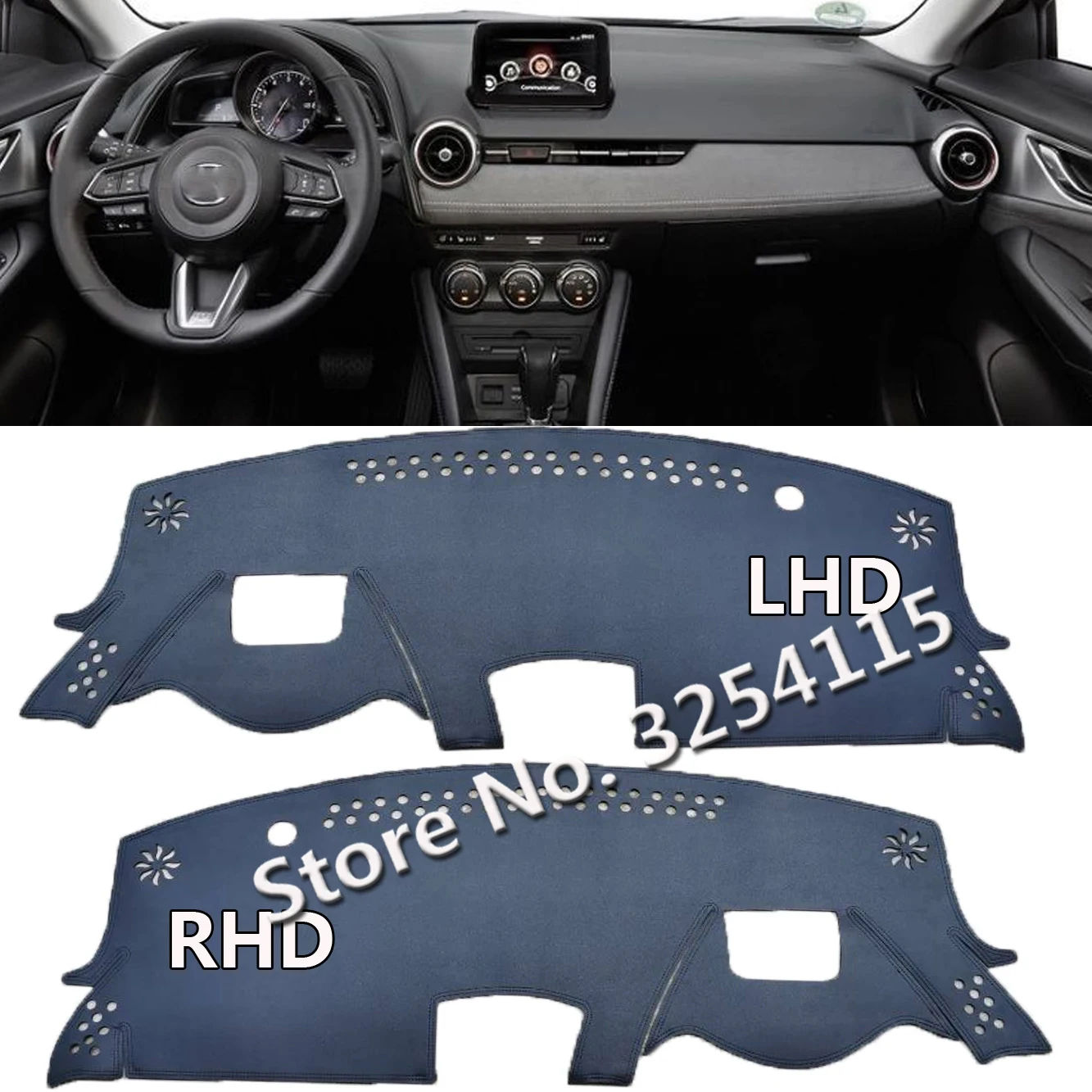 

Leather Dashmat Suede Dashboard Cover Pad Dash Mat Carpet Car Accessories Nonslip For Mazda Cx-3 Cx3 2015 - 2024 2017 2016 2015