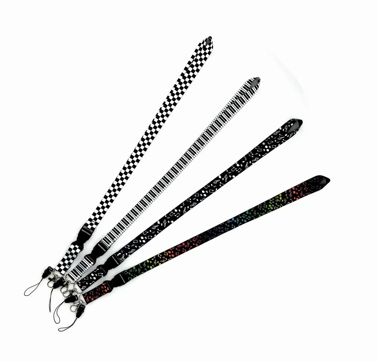 Disney Musical Note piano Lattice Neck Strap Keychain Cellphone Straps ID Badge Holder DIY Hanging Rope Mobile Accessories