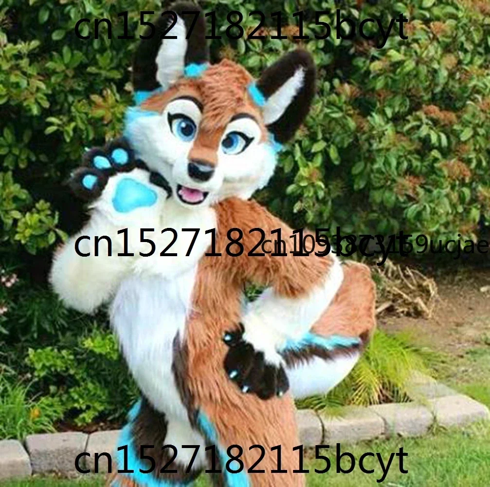 

Brown Long hair Fox dog Mascot Costume Christmas Cartoon Character Carnival Fancy Dress Clothing Fox Cosplay Celebration