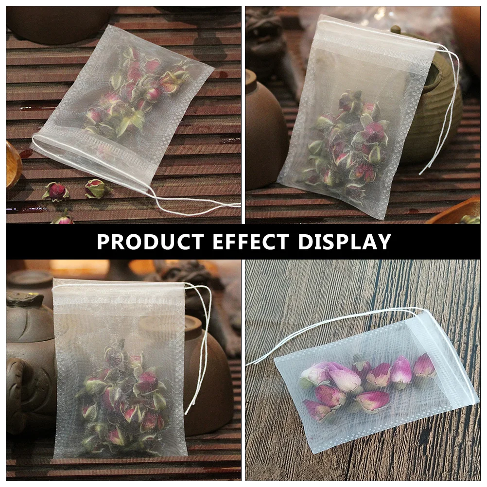 

100 Pcs Tea Bag Empty Leaf Herbal Nylon Drawstring Infusers Suitable Loose Tea Coffee Spices Herbs Powder Kitchen Bar Safe Use