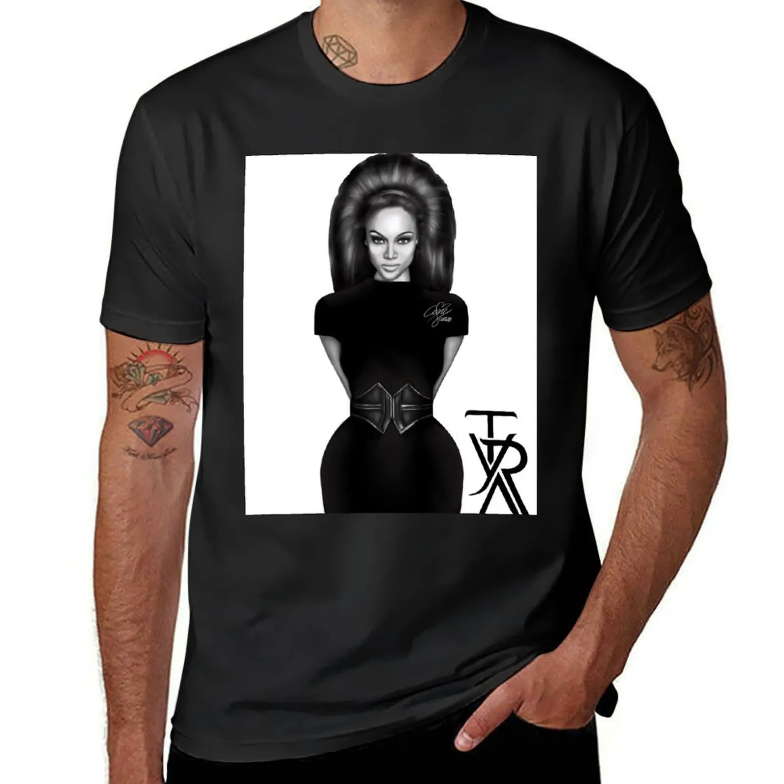 

Tyra Banks Black & White T-Shirt tops anime clothes new edition Men's t shirts