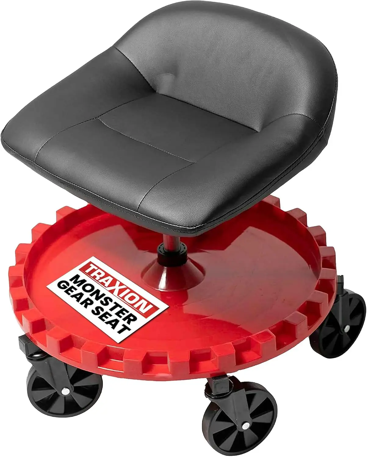 2-230 Monster Rolling Padded Mechanic Stool Seat Garage Shop Roller Work Chair with Wheels and Tool Tray, Heavy-Duty 400-lb