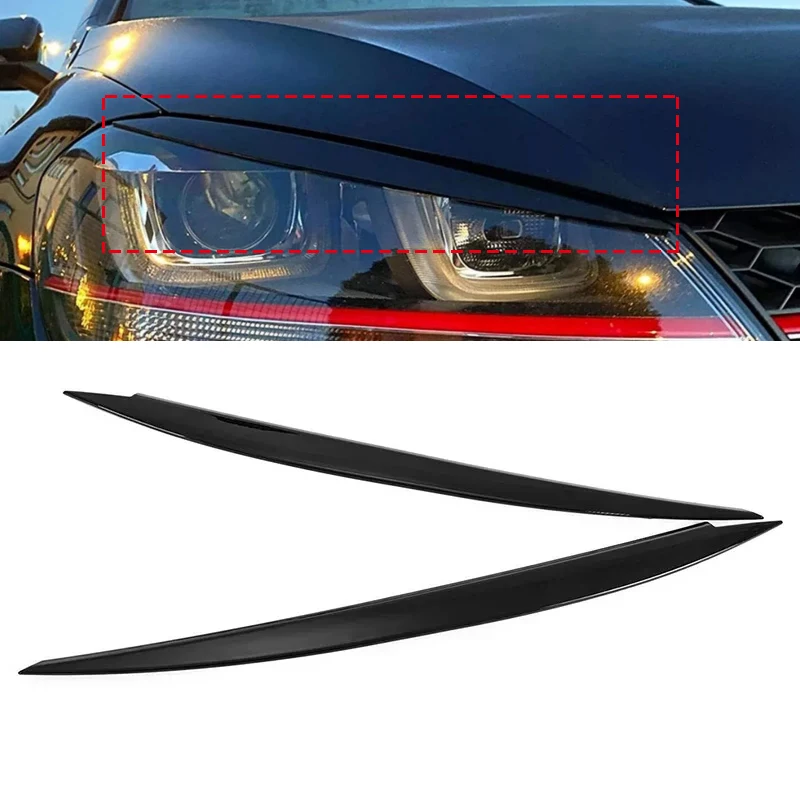 

2PCS Car Headlight Eyebrow Eyelid Cover Trim For VOLKSWAGEN VW Golf AND 7 7.5 VII GTD R MK7 MK7.5 2013-2019Eye-Catching Stickers