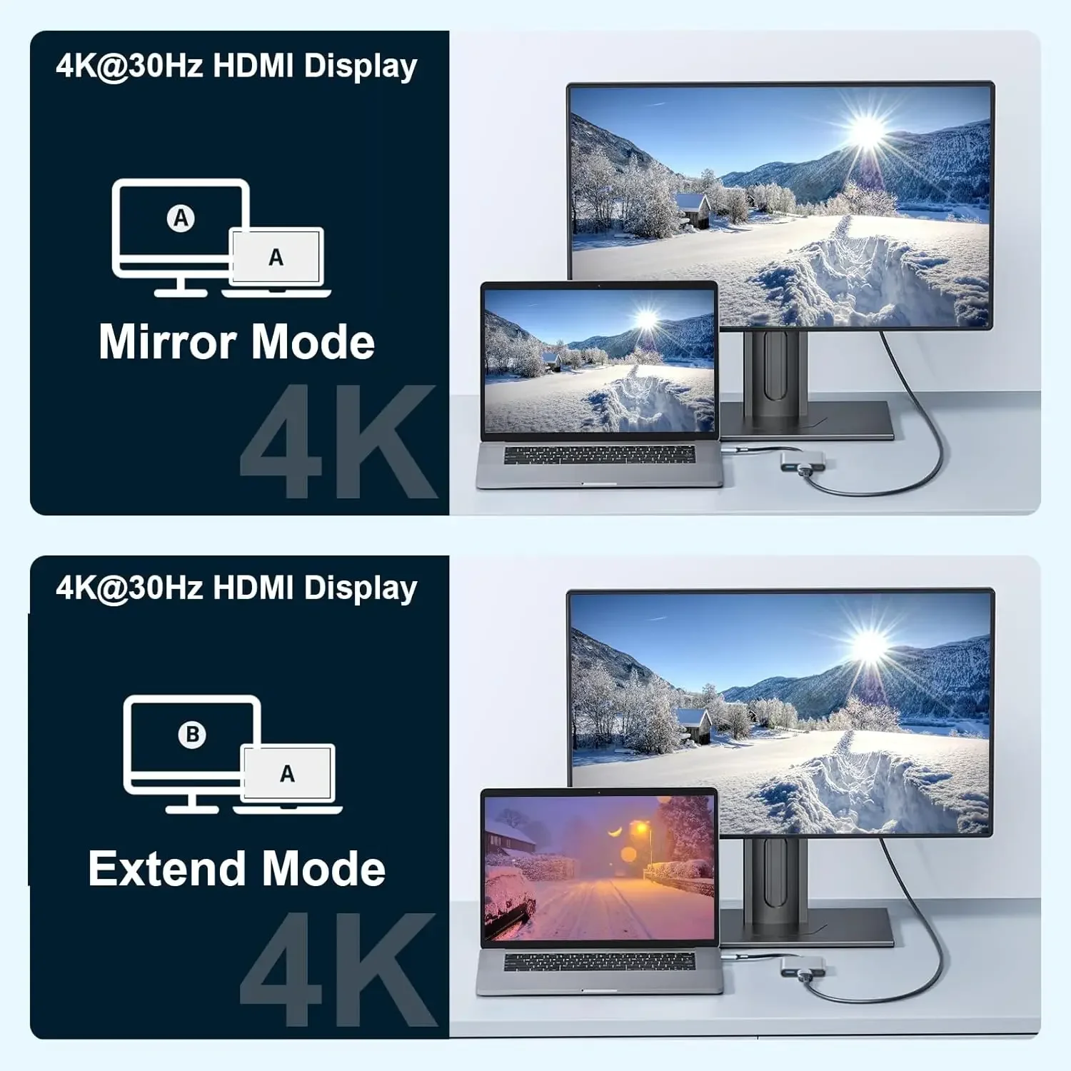 3 in1 USB C Hub إلى HDTV محول USB Hub 4K محول الفيديو والصوت USB Hub مع PD 100W شحن سريع ومنفذ USB 3.0 بسرعة 10 جيجابت في الثانية #4