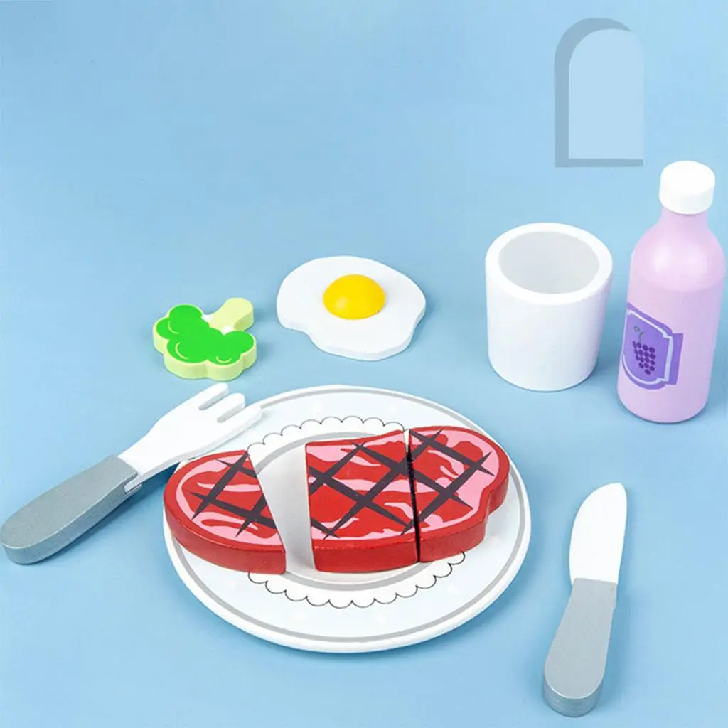 シミュレーションステーキおもちゃ、教育玩具ごっこ遊びステーキセットキット子供用キッチンおもちゃ