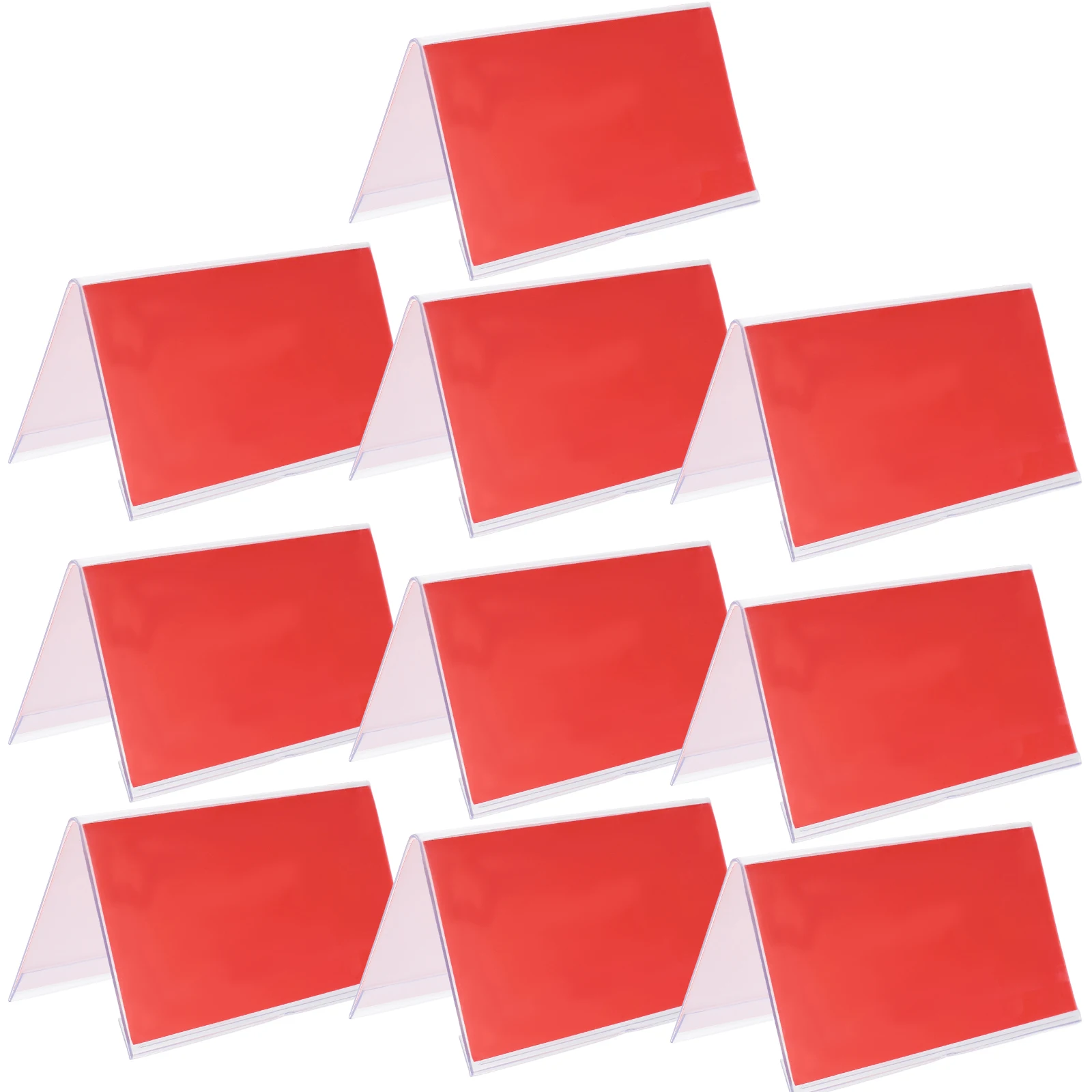 

10pcs Name Tag Display Holder 15x8cm Transparent Double Sided Student Desk Sign Card Price St Plastic Table Wedge