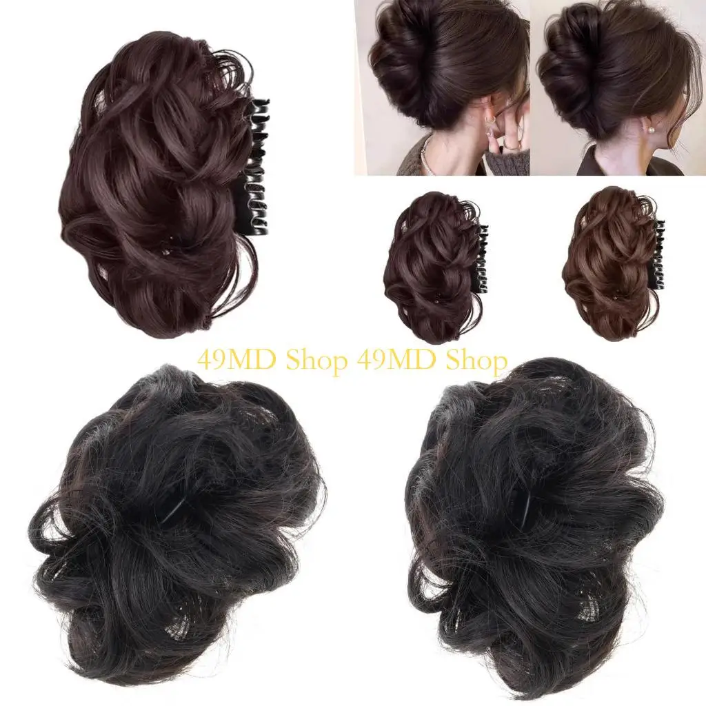 

49MD Women Fashion Hair Accessory Curly Synthetic Bun Clip Ponytail Chignon
