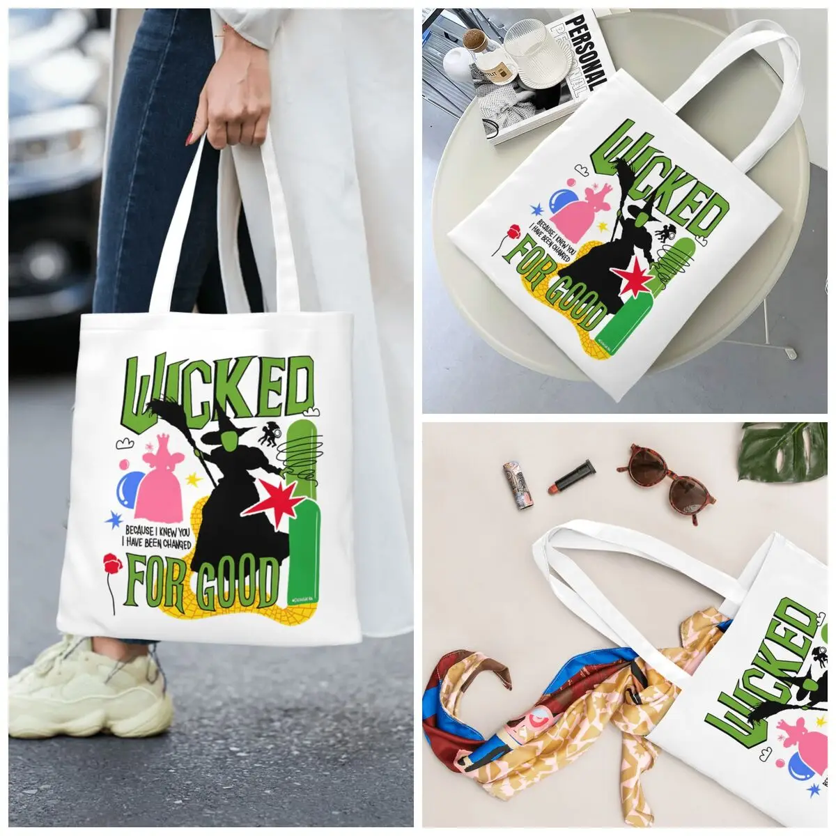 

Unisex Wicked For Good 5647640371.5026 Tote Bags Canvas Shopping Bag for Ladies Handbags
