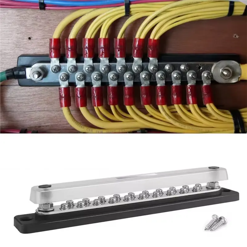 AB34-20 Way Terminal Distribution Block With 150A 36V DC Bus Bar For Car RV Marine Solar Truck