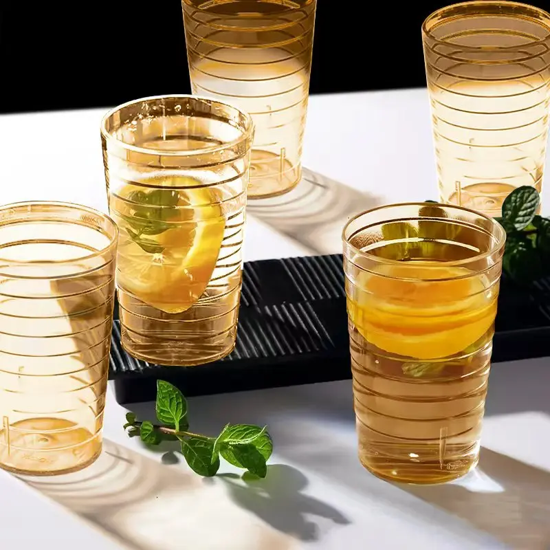 5pcs transparent plastic anti-fall cold water cup beverage cup water cup beer cup easy to carry - view 6