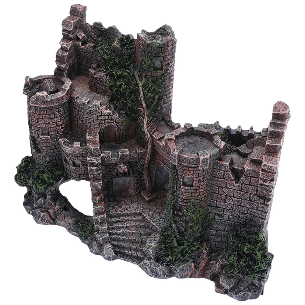 حوض السمك القلعة زخرفة الراتنج ديكور المناظر الطبيعية تحت الماء للأسماك الديكور الإبداعية خزان الأسماك القلعة تحت الماء #1