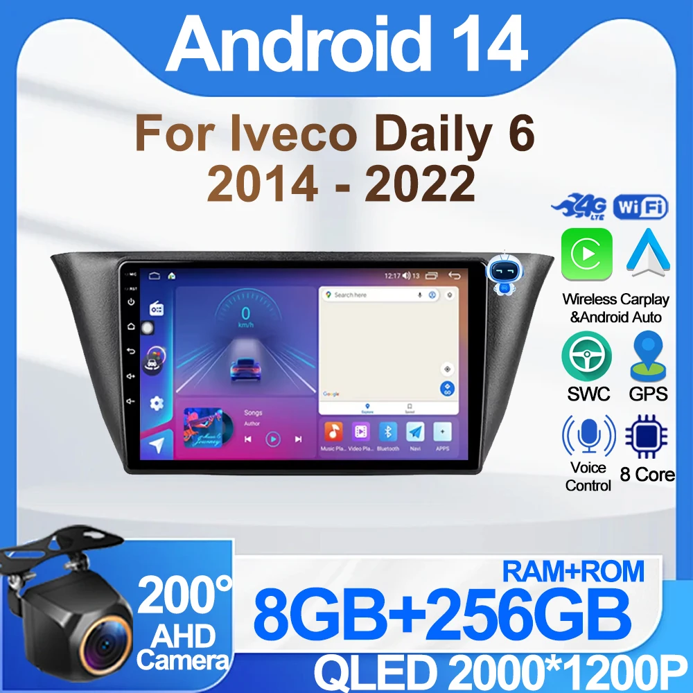 Car Android For Iveco Daily 6 2014 - 2022 No 2din DVD GPS Navigation Dash Cam High-performance CPU Intelligent System Wifi BT 5G 