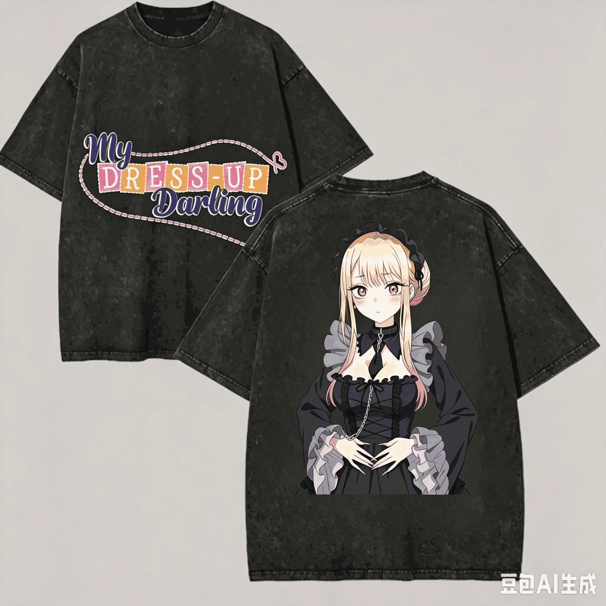 My Dress-Up Darling Washed T-shirt Anime Lover Harajuku New Model Oversized Vintage Loose Unisex Vintage Loose Harajuku soft tee view 3