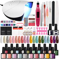 Manicure Tool Kit 36W UV LED Lamp Dryer with 20pcs Gel Nail Polish Kit Soak Off Varnish Electric Nail Drill Machine Nail Art Set