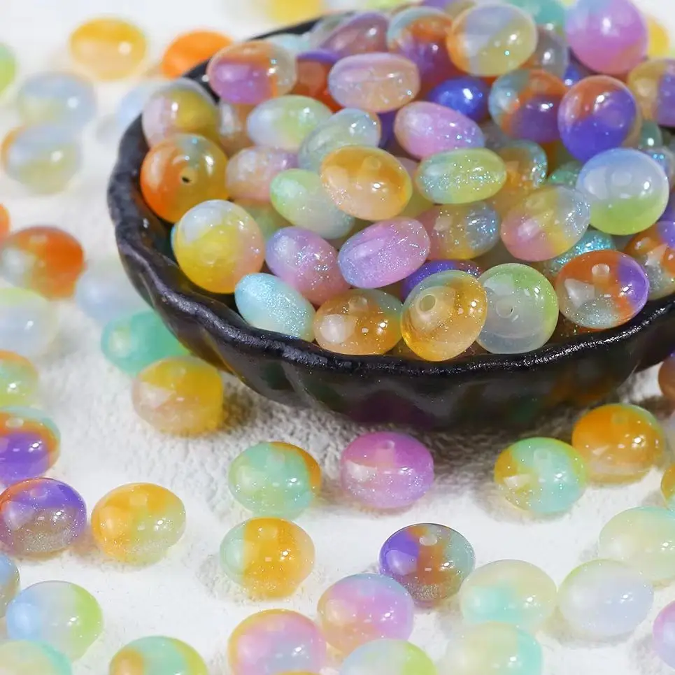 6x10mm 3 Color Acrylic Abacus Small Holed Loose Beads for Making DIY Bracelets Necklaces Keychains Various Jewelry Accessories