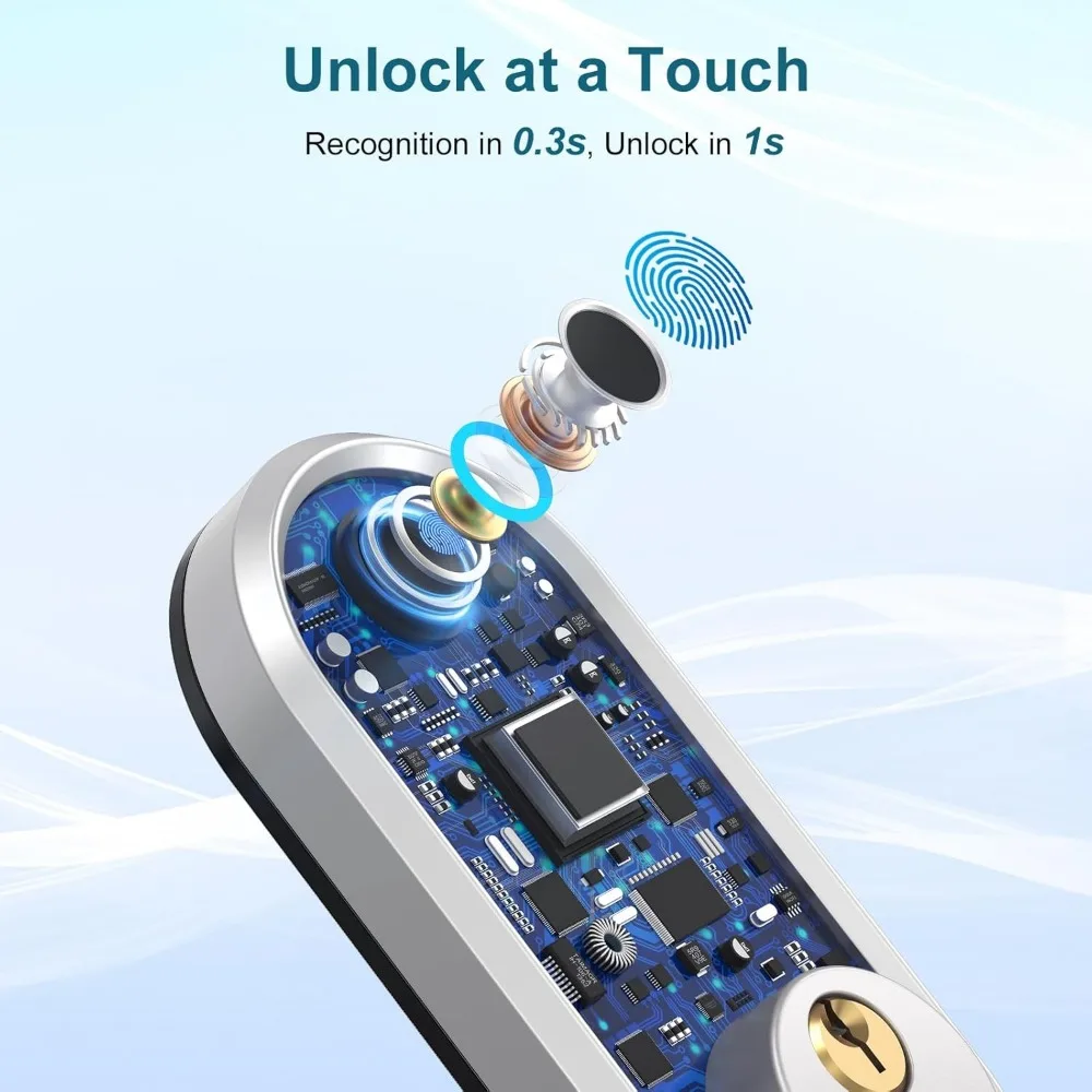 Smart Door Lock, Fingerprint Deadbolt with Keypad, Keyless Entry Front Door Lock for Home and Apartment, App Control Compatible