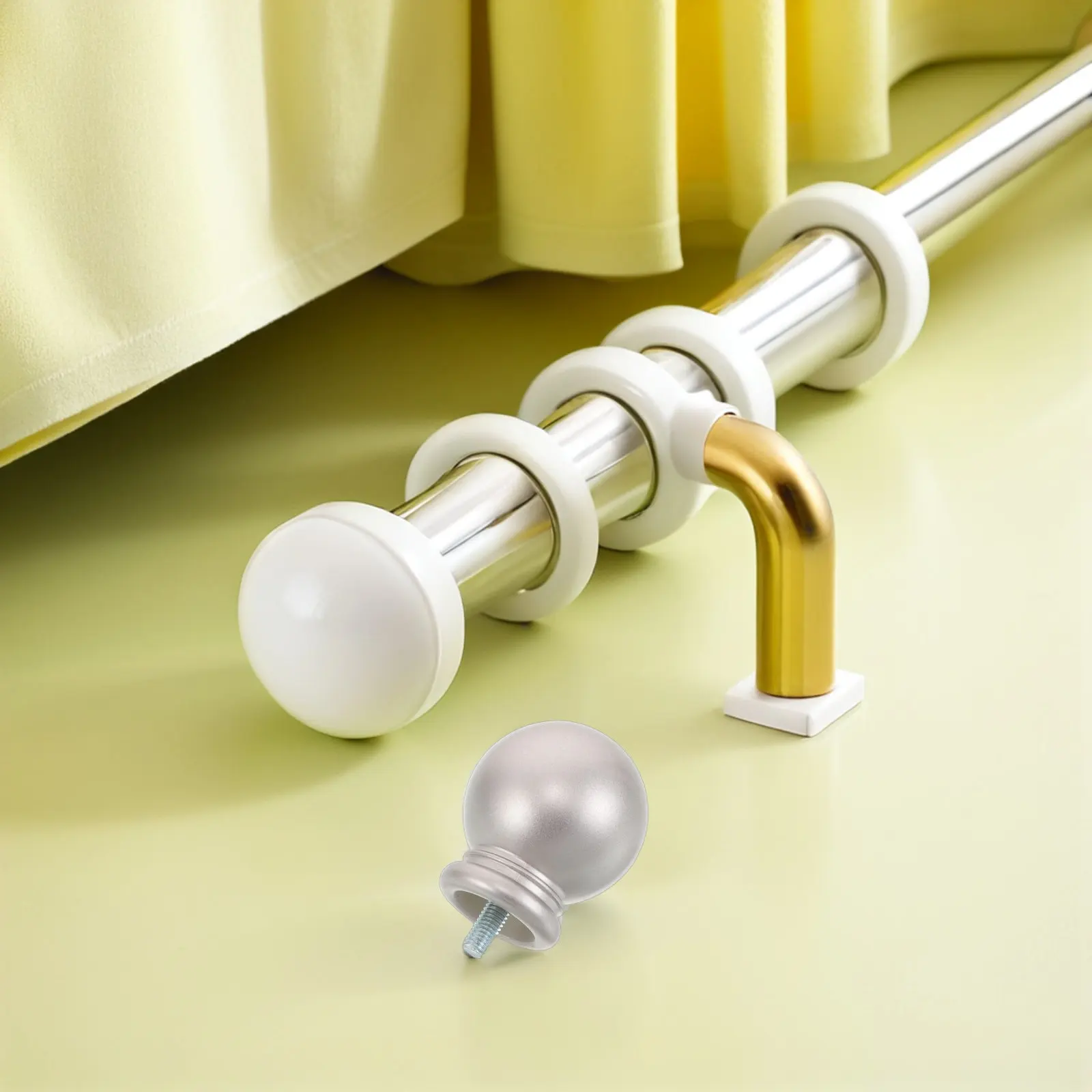 

2Pcs Round Finials for Curtain Rod Decorative Ball Shape End Caps Plastic Replacement Finials for Living Room Bedroom Window