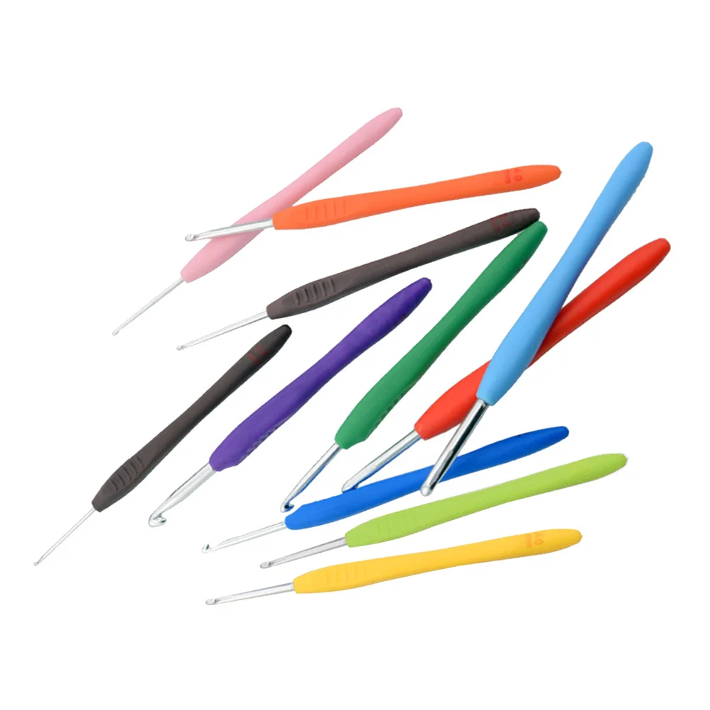 

11Pcs Crochet Hooks Colorful Non-Sticking Ergonomic Handle for Sweaters Bags DIY Weave Yarn Knitting Kit Fashion Crochet Hook