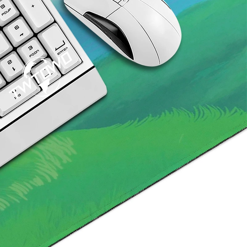 Lovely Green Grass Blue Sky Mouse Pad Gamer printon demand New Computer Mousepad XXL Desk Mats Carpet Non-Slip Natural Rubber PC