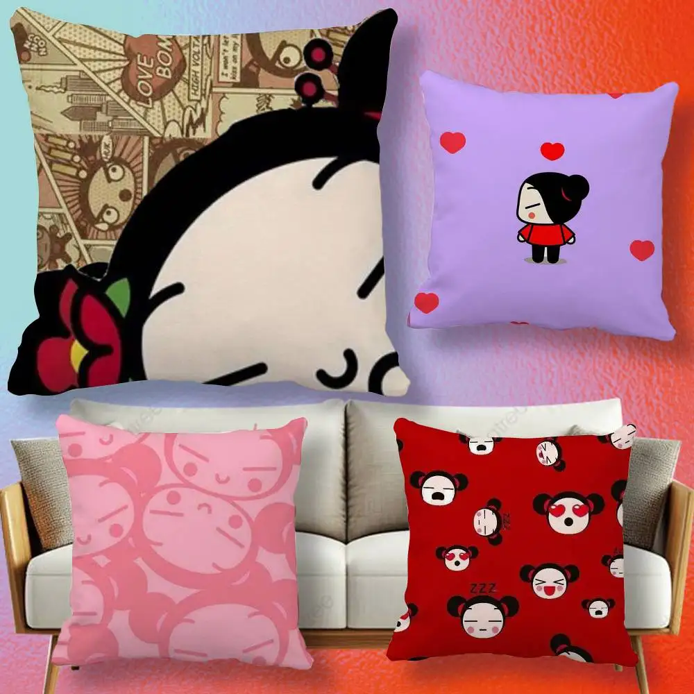 Cute Cartoon Pucca Garu Pillow cover Soft Microfiber Pillowcase Home Sofa Decor Surprise Decorative printed.