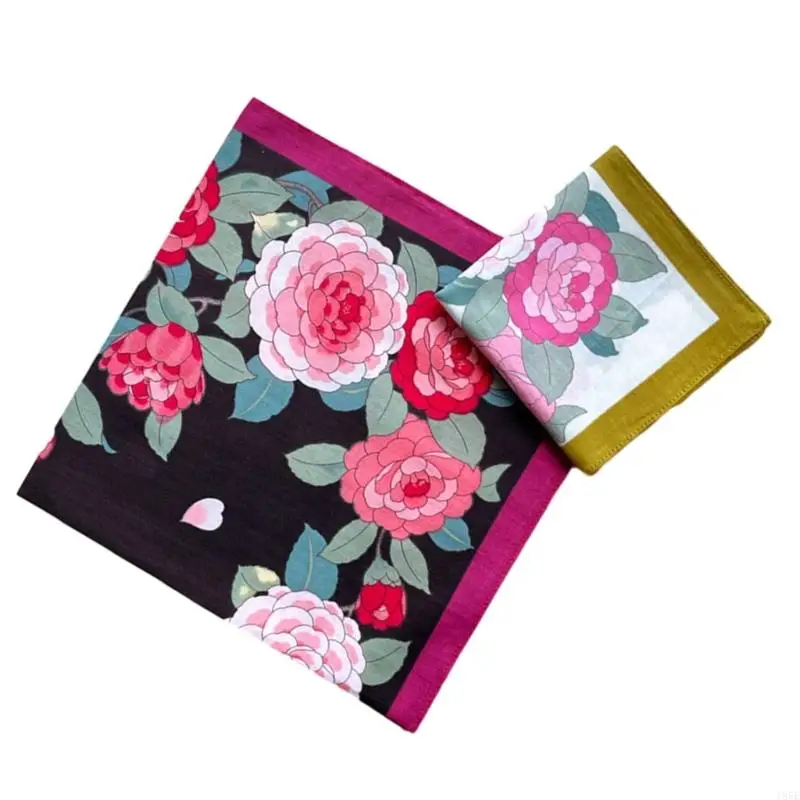 195E Khăn tay cầm tay nữ Hankie họa tiết hoa siêu mềm có thể giặt được Hanky