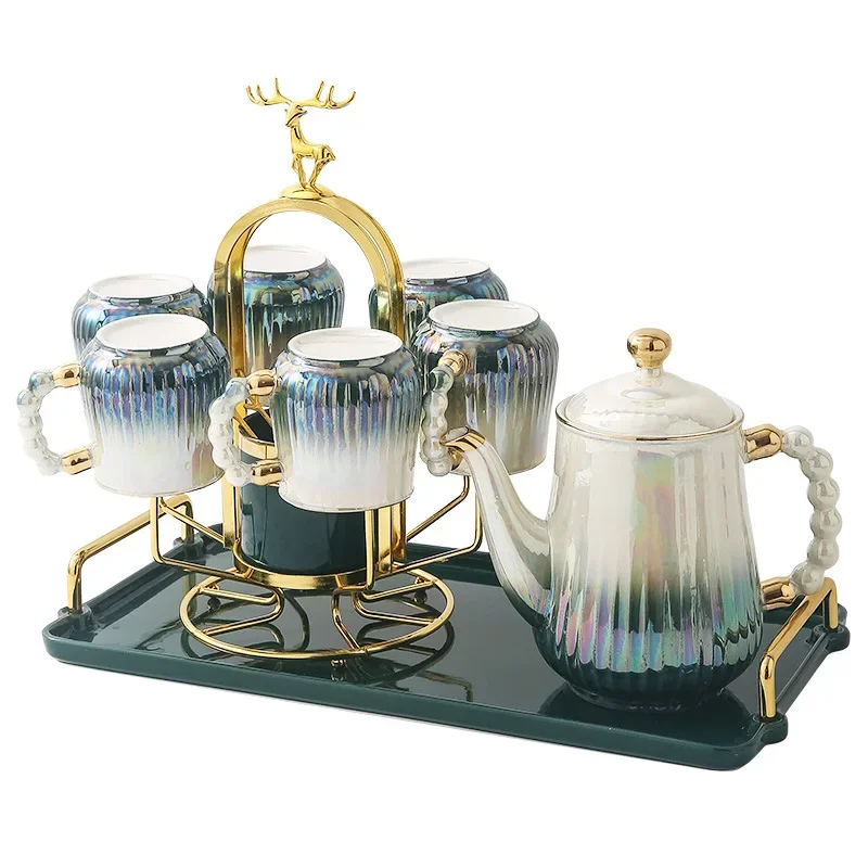 Nordic light luxury ceramic water cup tea cup tea set household modern simple hospitality cup wedding dowry water set