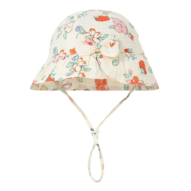 Spring Summer Outdoor Baby Girls Hat Prints Bowknot Fisherman Hat Cotton Baby Bucket Hat Panama for Kids Toddler Sunscreen Cap