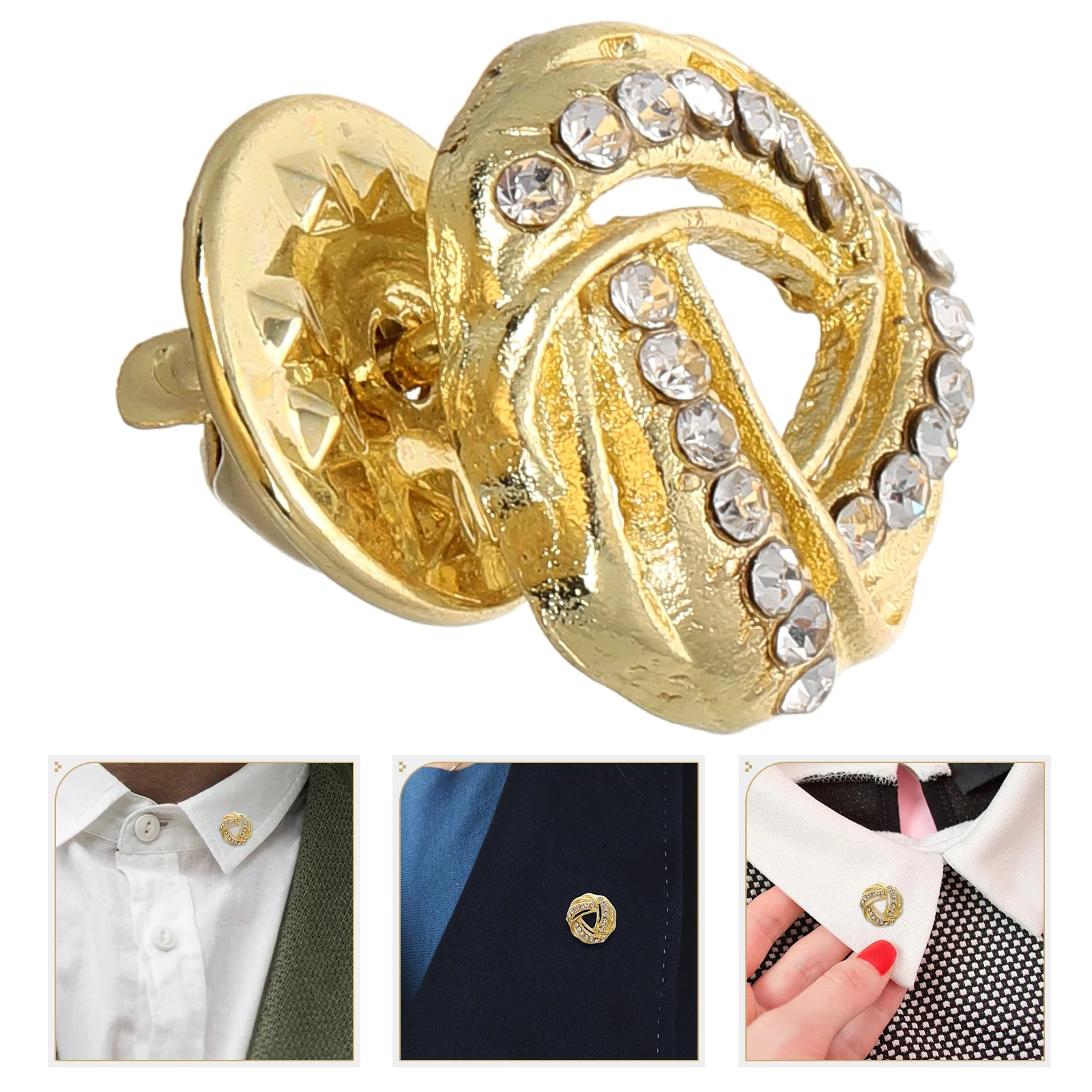 

Gold Hoop Lapel Pin French Style Silky Scarf Brooch Golden Metal Dress Clips and