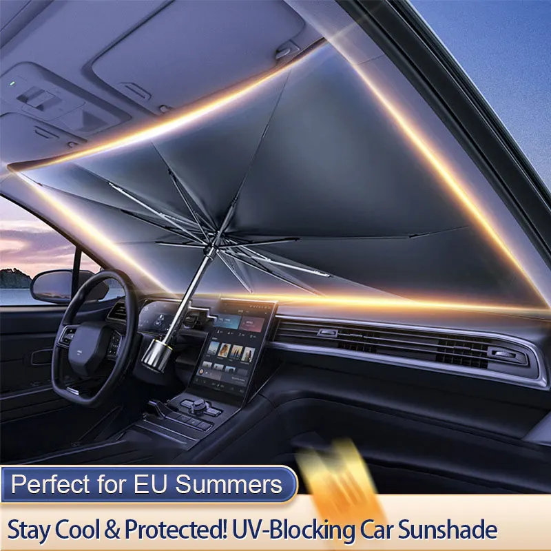 Car Sunshade Umbrella Front Windshield Sun Shade Foldable Protected Parasol Summer UV Protection universal Perfect for EU Summer