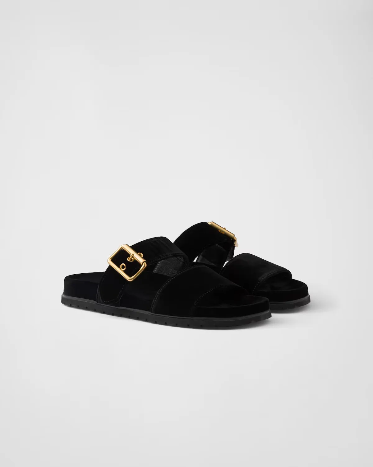 Women's Velvet Slides Black