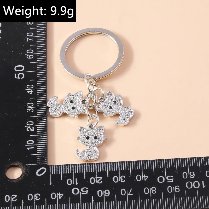 Cute Crystal Rhinestone Cat Keychain Animal Snake Butterfly Keyrings for Men Women Car Keyholder Bag Pendants DIY Jewelry Gifts