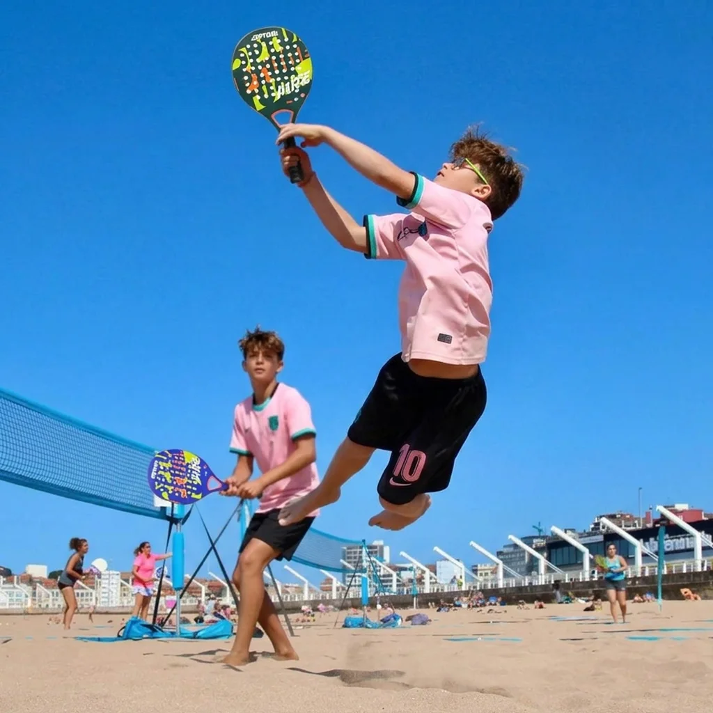 OPTUM Fire Junior Carbon Fiber Beach Tennis Racquet Includes 2 Balls Light Racket For Young