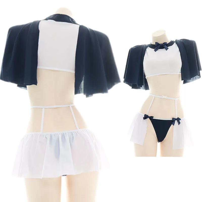 

Sexy Anime Student Girl Cosplay Lingerie Paladin Top With Cape Swimsuit Uniform Cute Maid Costumes Underwear Sailor Uniform Set