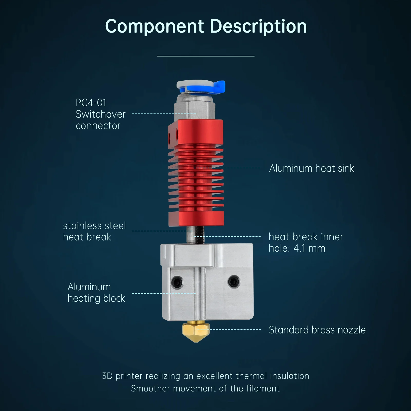 Ender3 High Temperature Hotend Kit Reach To 550℃ Copper Plated Volcano Nozzle Heating Block Bi-Metal Throat CR10 Extruder Hotend