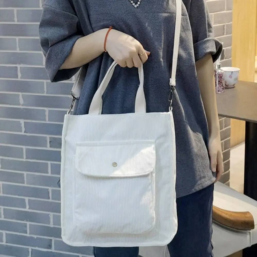 

Velvet Japanese Style Crossbody Bag Zipper Handbag Corduroy Shoulder Bag Large Capacity Shopping Bag Pure Color Tote Bag