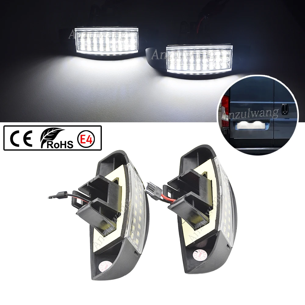 For Fiat Ducato Scudo Citroen Jumpy Peugeot Boxer 2PCS LED Number License Plate Lights Replace OE Number 1303499808