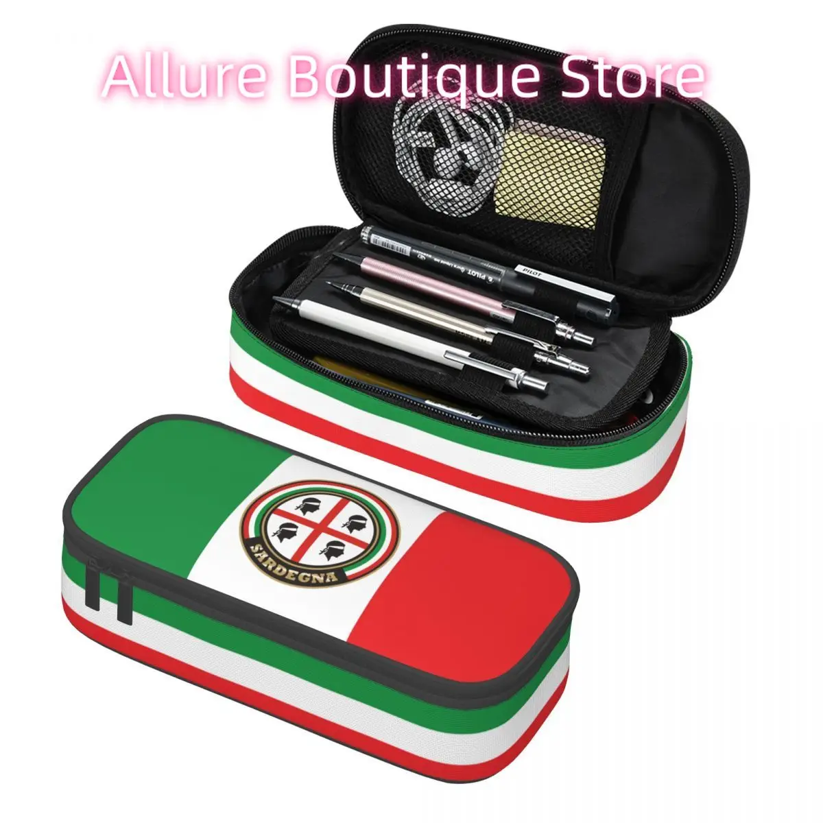

Симпатичный пенал Сардиния Quattro Мори по индивидуальному заказу для девочек и мальчиков, большая вместительная сумка-карандаш с флагом Сардинии, школьные принадлежности