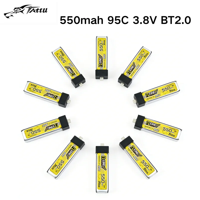 HOT TATTU-R-LINE 1.0 3,8V 550mAh 95C LiPo-Akku für RC-Helikopter Quadcopter FPV Racing Drohnen-Zubehör 1S Akku
