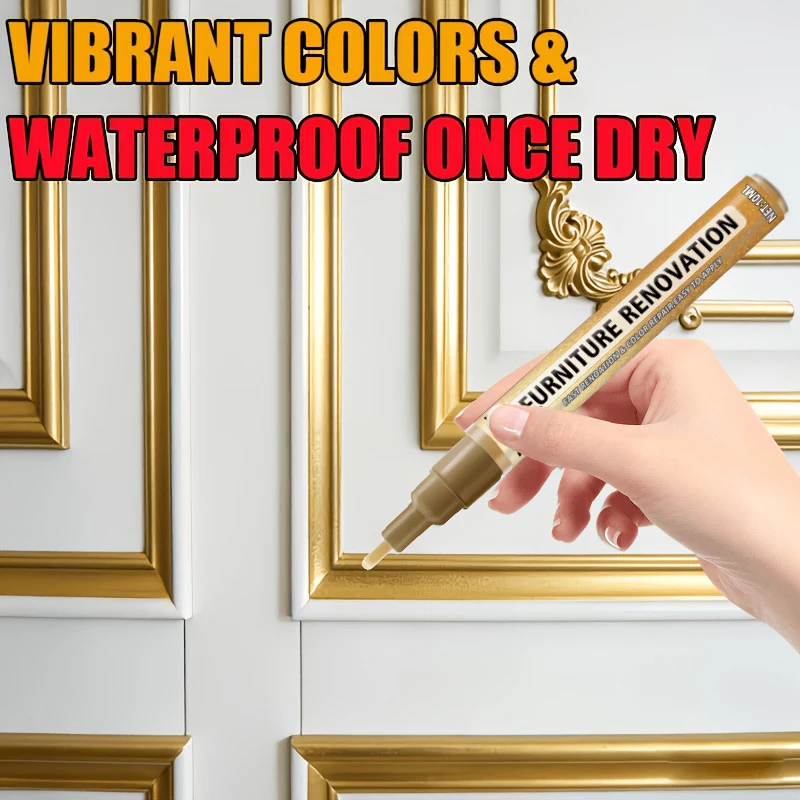 Gold Furniture Repair Pen, Gold-Plating Pen——For Furniture Coloring, Restoration, and Renewal; Safe and Non-Toxic