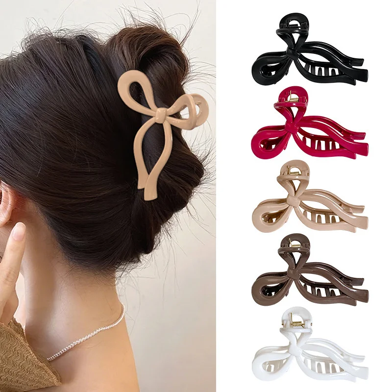 Soft Silicone Bow Hair Clip for Woman Simplicity Elegant Shark Clip Fashion Girl Ponytail Clip Hair Clamp