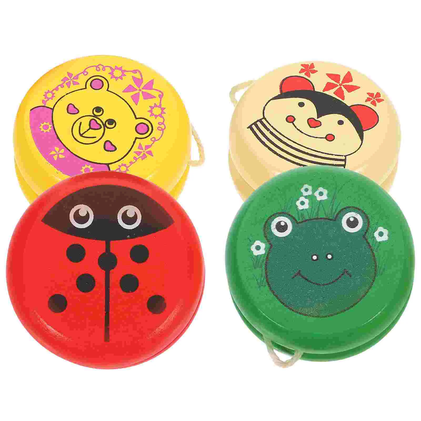 

4 Pcs Yo-Yo Children's Toys Kids Yoyo Plaything Lovely Balls Puzzle Wood Interesting Wooden Baby Childrens