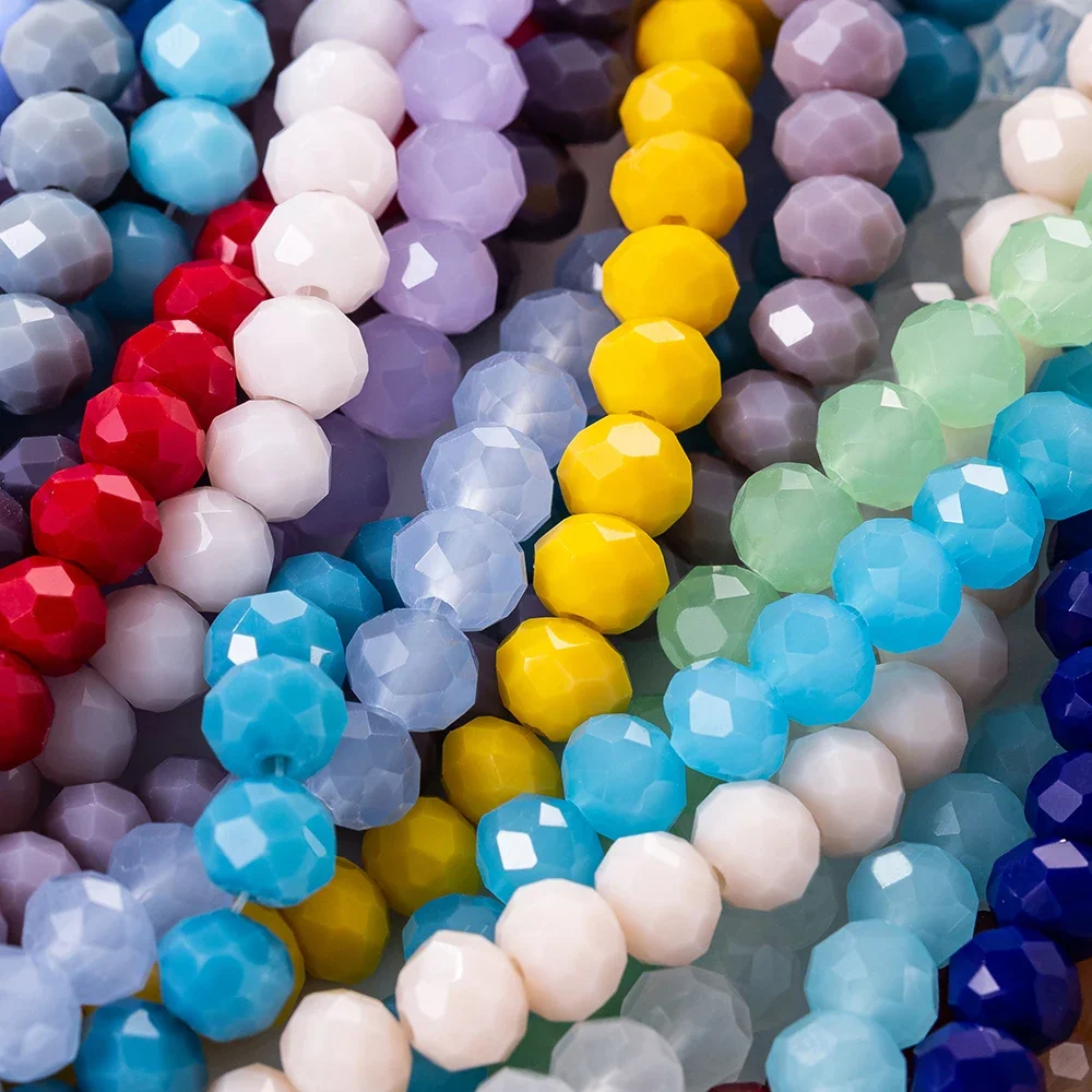 6mm Briolette Rondelle Beads Porcelain Crystal Glass Beads Strand Spacer Beads for DIY Jewelry Bracelet Craft Making Supplies