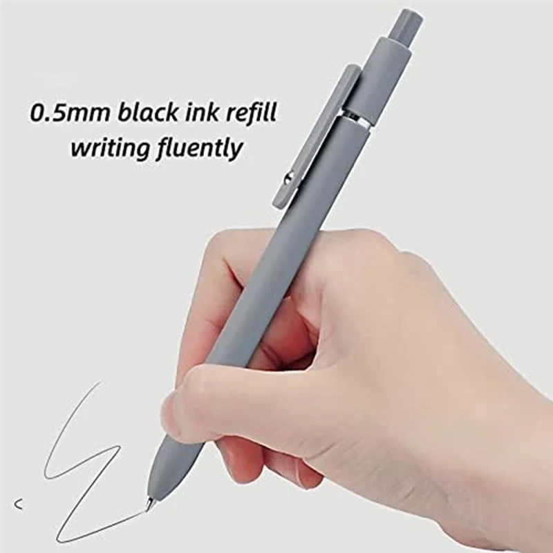 A21Q - Bolígrafos de gel, 10 bolígrafos de tinta negra de 0,5 mm, bolígrafos de escritura lisos de punta fina, bolígrafos retráctiles de la serie de alta gama