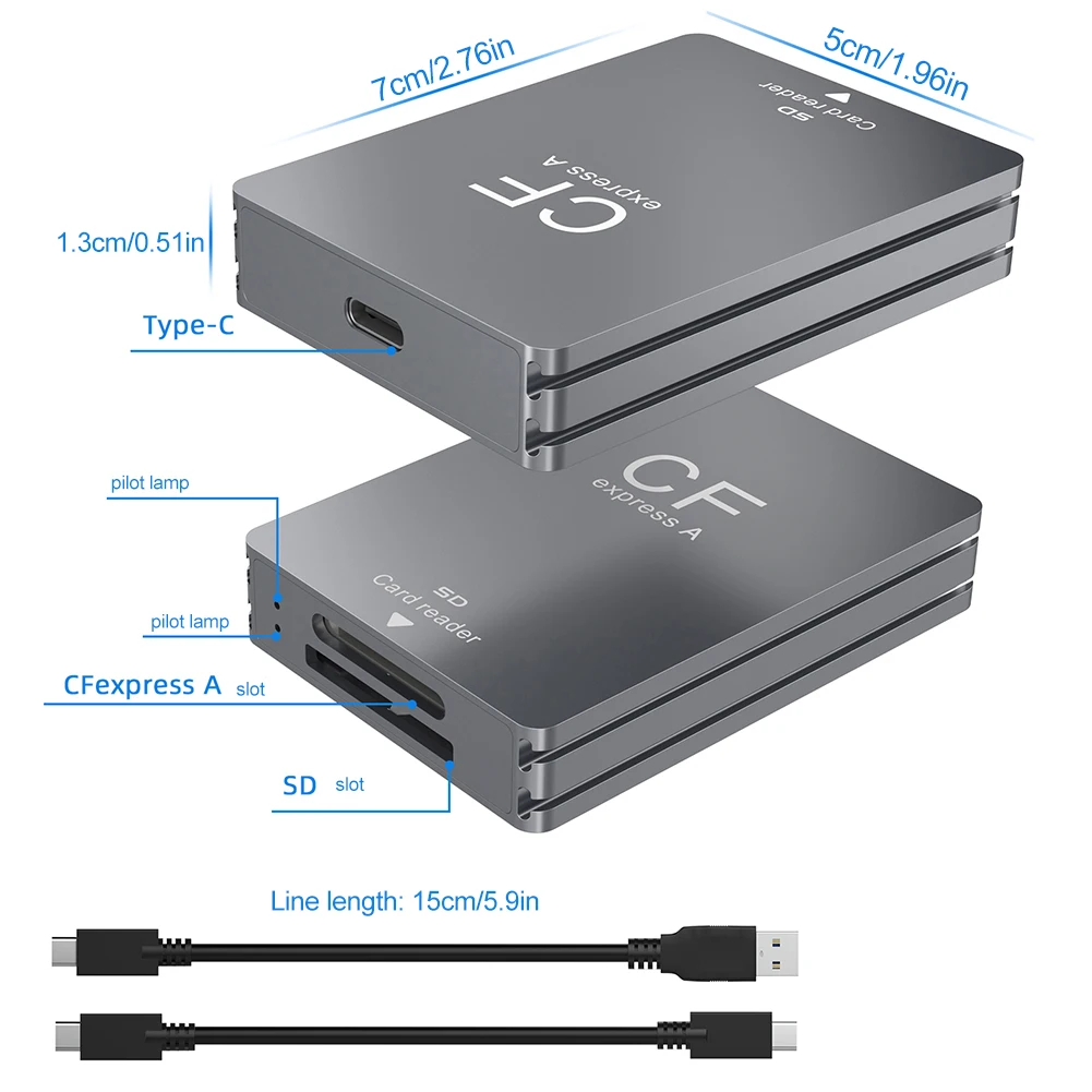 2-in-1 CFexpress Typ A SD-Kartenleser Speicherkartenleser USB 3.2 10 Gbit/s CF Express Kartenleser Typ A Adapter Dual-Slot für SLR