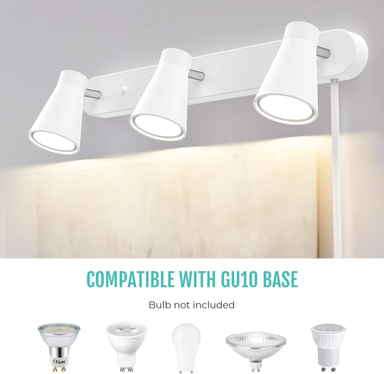 White Modern Ceiling Spotlight, Flexibly Rotatable Complete Light Kits for Kitchen Cabinet Living Room（Bulbs Not Included）