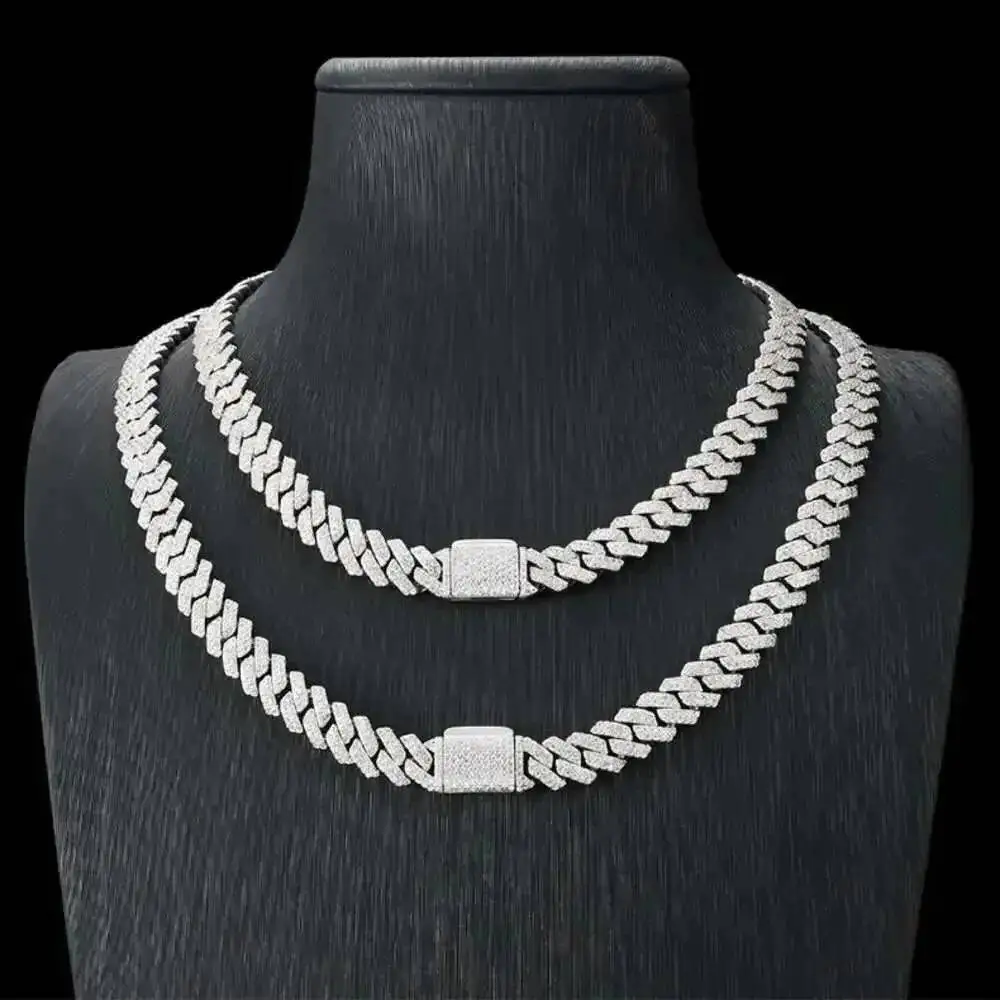 

Самая популярная застежка из муассанита в стиле хип-хоп Iced Out 8 мм, 10 мм, 12 мм, 14 мм, 18 мм, позолоченная кубинская цепочка Майами