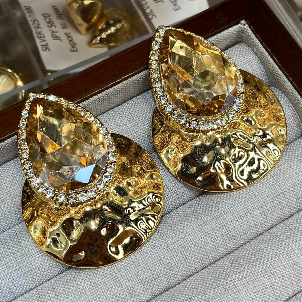 

Vintage Personality Vintage Waterdrop Rhinestone Heart earrings for women's girl Ear drop gift Party fine Jewelry